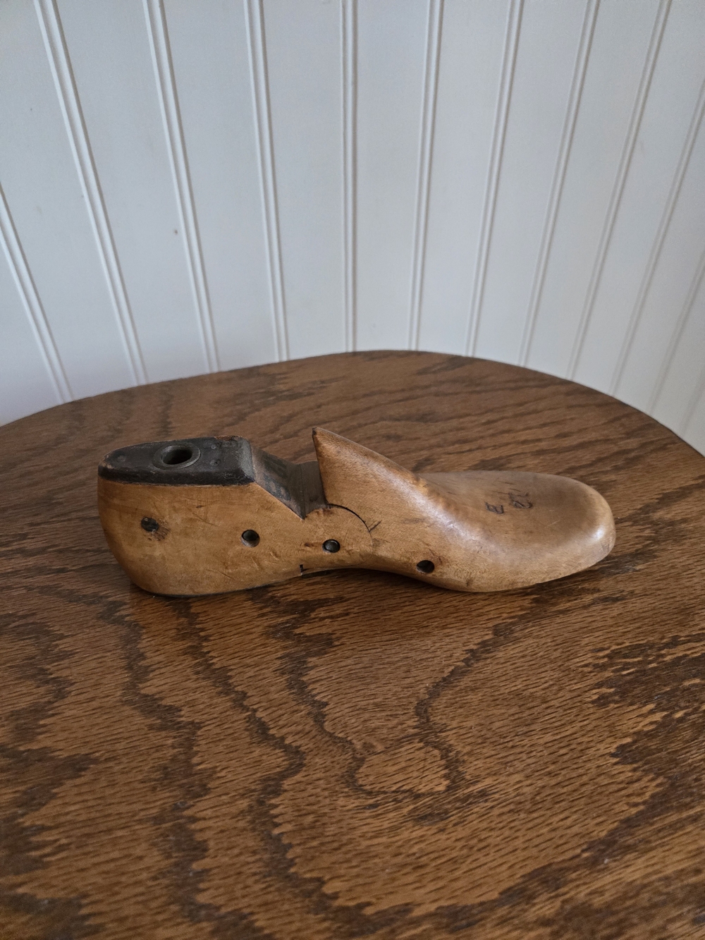 Antique Women's Brown Wooden Shoe Tree Last - Traditional Cobbler Form